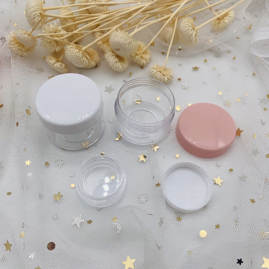 Free Sample Plastic Cream Jar Transparent Jar with Colored Screw Cap 10g 15g 20g Cream Jar