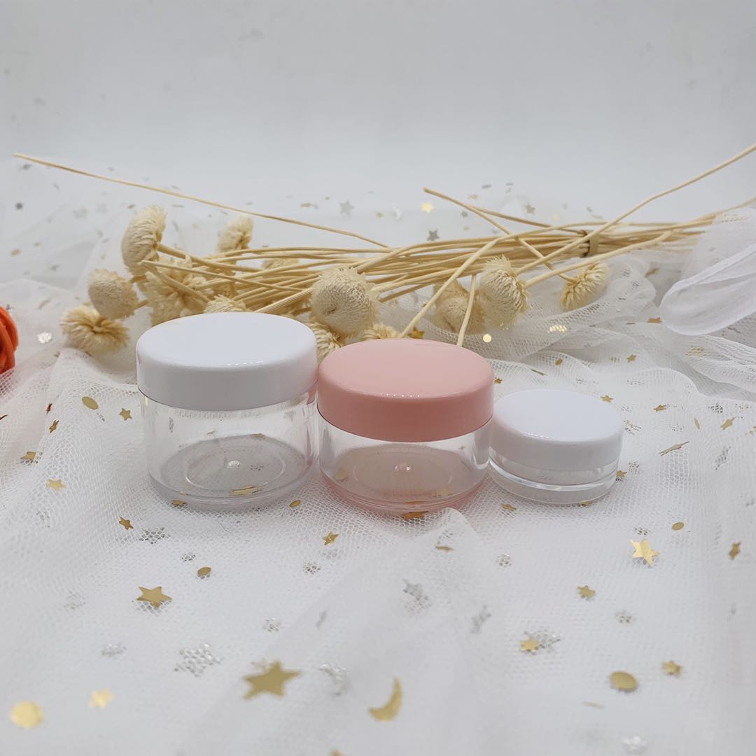 Free Sample Plastic Cream Jar Transparent Jar with Colored Screw Cap 10g 15g 20g Cream Jar