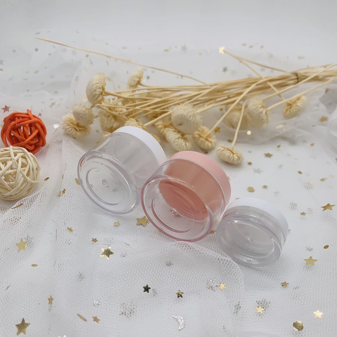 Free Sample Plastic Cream Jar Transparent Jar with Colored Screw Cap 10g 15g 20g Cream Jar