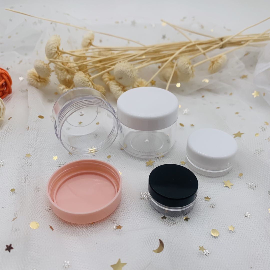 Free Sample Plastic Cream Jar Transparent Jar with Colored Screw Cap 10g 15g 20g Cream Jar