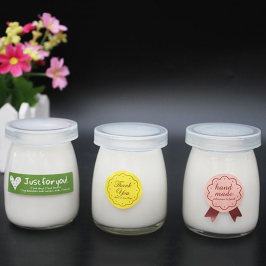 Free Sample Pudding glass bottle milk bottle with lid yogurt Glass bottle high temperature resistant Jelly pudding cup 100ml