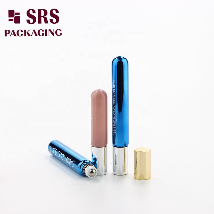 Free Sample Refillable Glass Empty Blue e liquid 10ml Essential Oil Roller Bottle with silver cap