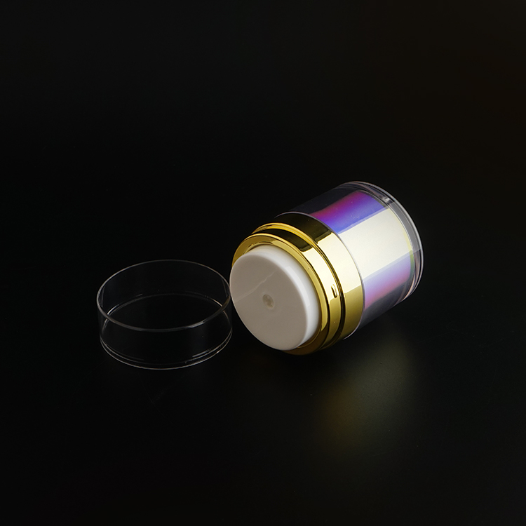 Free Sample Shiny Empty Airless Jar Rainbow Iridescent Cosmetic Jar 15ml 30ml 50ml for Cream