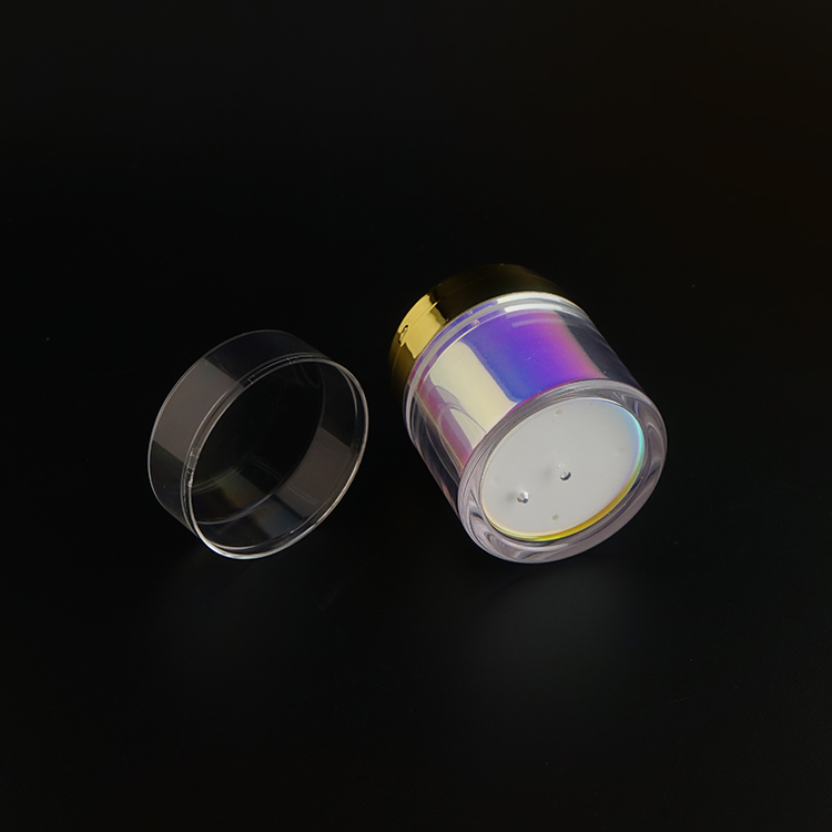 Free Sample Shiny Empty Airless Jar Rainbow Iridescent Cosmetic Jar 15ml 30ml 50ml for Cream