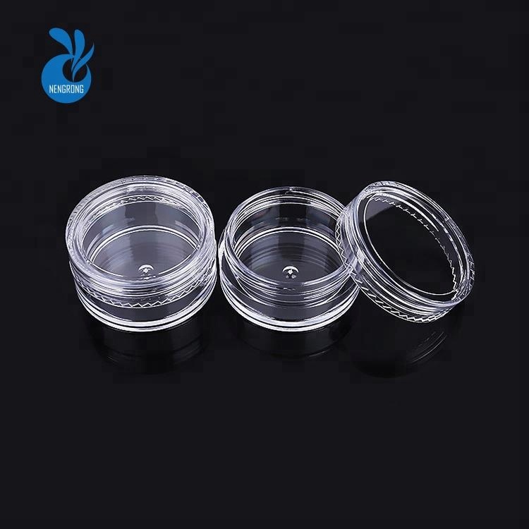 Free Sample empty round eye cream 2.5g 2.5ml 3ml 5ml 10ml 15ml 3g 5g 10g 15g 20g PS clear plastic jar with plastic screw lid