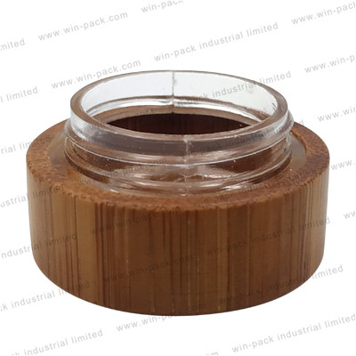 Free Sample eye cream packaging clear glass engraving bamboo jar 30g