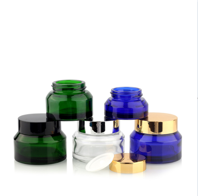 Free Sample for 15g 30g 50g Colored Glass Skin Care Cream Jar Cosmetic Jar Essence Cream Jar
