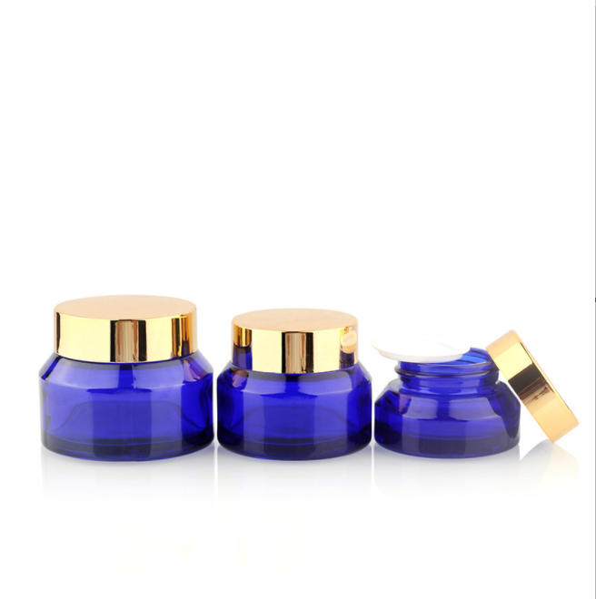 Free Sample for 15g 30g 50g Colored Glass Skin Care Cream Jar Cosmetic Jar Essence Cream Jar