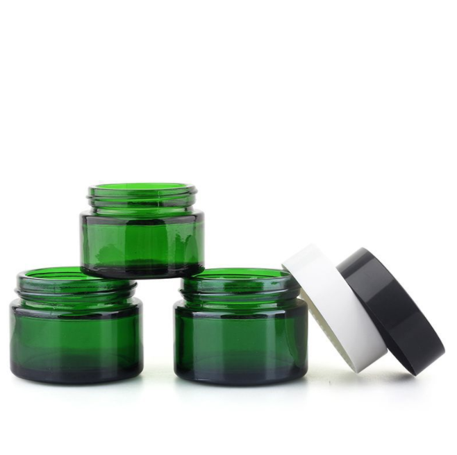 Free Sample for 20g 30g 50g Deep Green Glass Cream Jar Cosmetic Emulsion Jar Essence Cream Jar