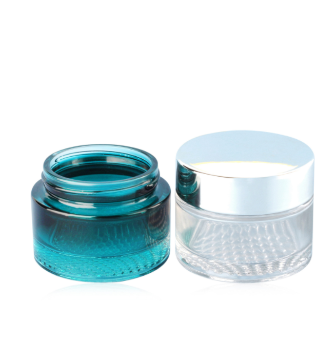 Free Sample for 20g 30g 50g Deep Green Glass Cream Jar Cosmetic Emulsion Jar Essence Cream Jar
