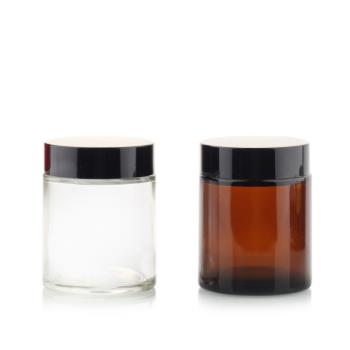Free Sample for Cosmetic 100g 200g Clear Glass Cream Jar Big Size Jar Brown Essence Cream Jar