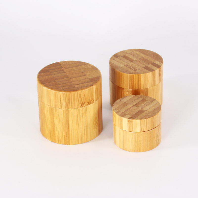 Free Sample full bamboo wooden cream jar 50G glass cosmetic full cover bamboo cream jar cosmetic wholesale