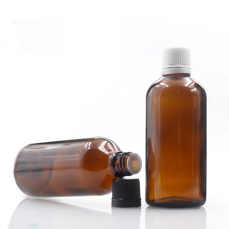 Free Samples 100ml Amber Glass Dropper Essential Oil Bottle With Black Childproof Cap