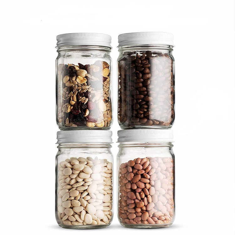 Free Samples 500ml Airless Wide Mouth Glass Storage Mason Jar With Metal Lid
