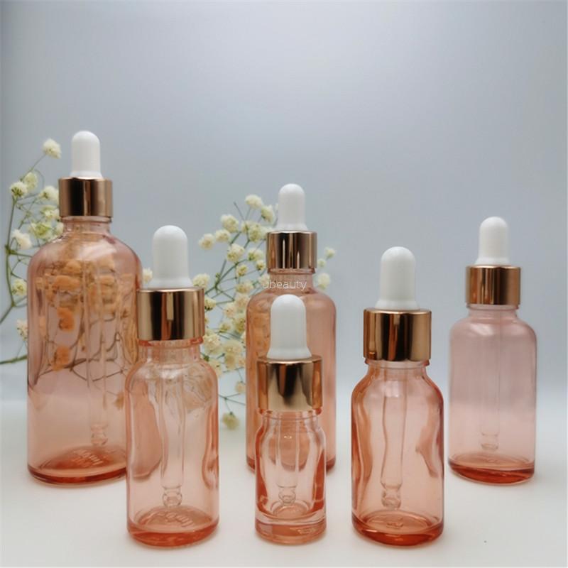 Free Samples 50Ml Glass Clear/Amber Essential Oil Bottle Glass Dropper Bottle With Gold Cap For Aroma Perfume Oil