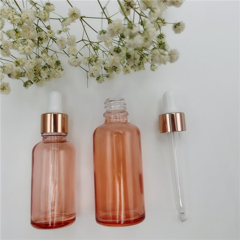 Free Samples 50Ml Glass Clear/Amber Essential Oil Bottle Glass Dropper Bottle With Gold Cap For Aroma Perfume Oil