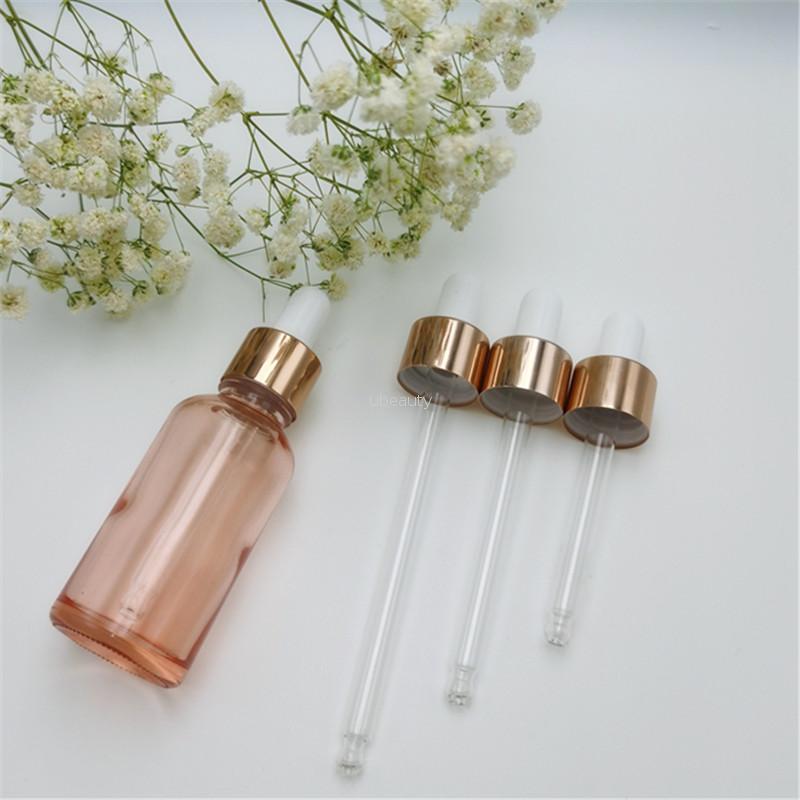 Free Samples 50Ml Glass Clear/Amber Essential Oil Bottle Glass Dropper Bottle With Gold Cap For Aroma Perfume Oil