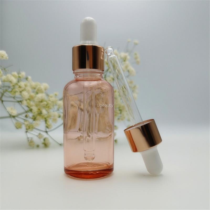 Free Samples 50Ml Glass Clear/Amber Essential Oil Bottle Glass Dropper Bottle With Gold Cap For Aroma Perfume Oil