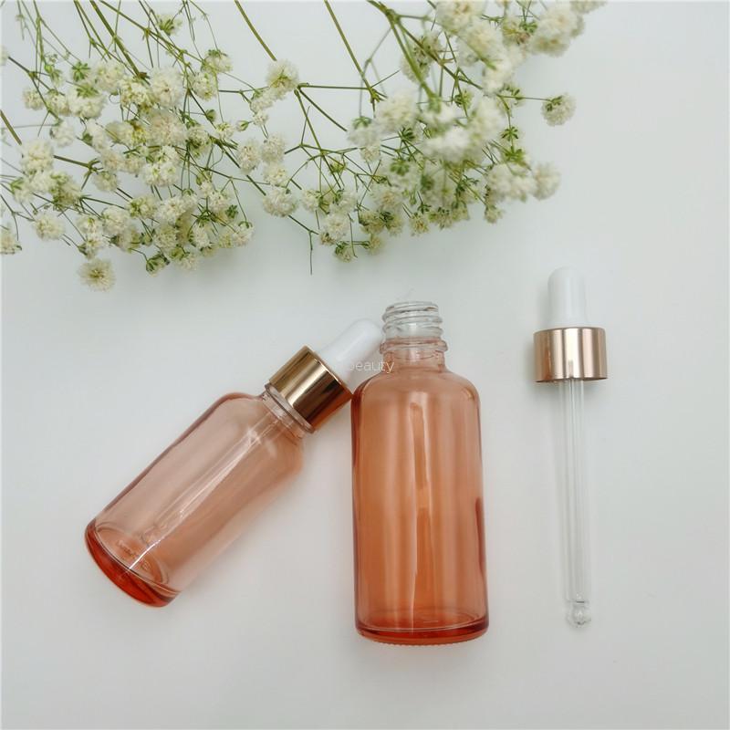 Free Samples 50Ml Glass Clear/Amber Essential Oil Bottle Glass Dropper Bottle With Gold Cap For Aroma Perfume Oil