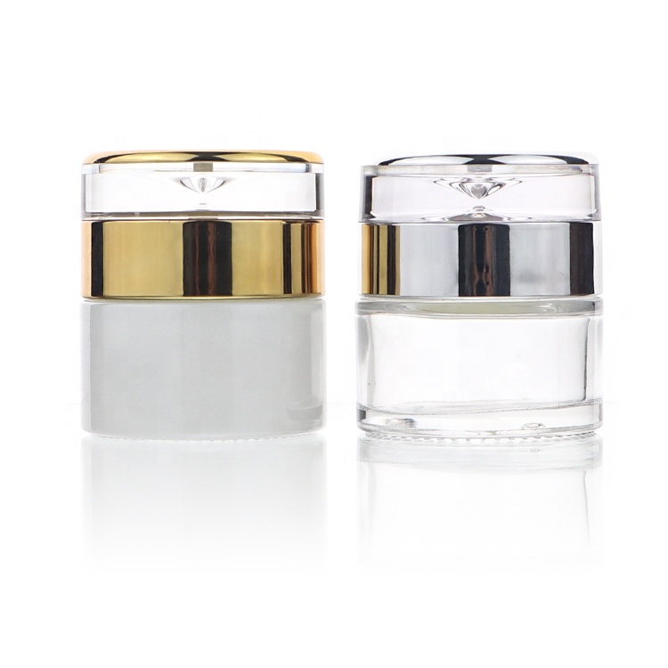 Free Samples High Quality Pearl White 20g 30g 50g Cosmetic Glass Bottle Cream Jar Containers