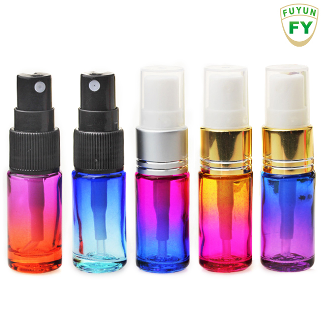 Free Samples Luxury 5ml Colorful Oblate Shape Glass Mist Spray Perfume Bottle