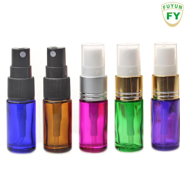 Free Samples Luxury 5ml Colorful Oblate Shape Glass Mist Spray Perfume Bottle