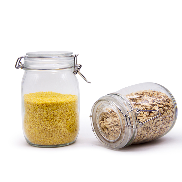 Free Samples Square And Round Airtight Storage Glass Jar With Clip Lid For Jam