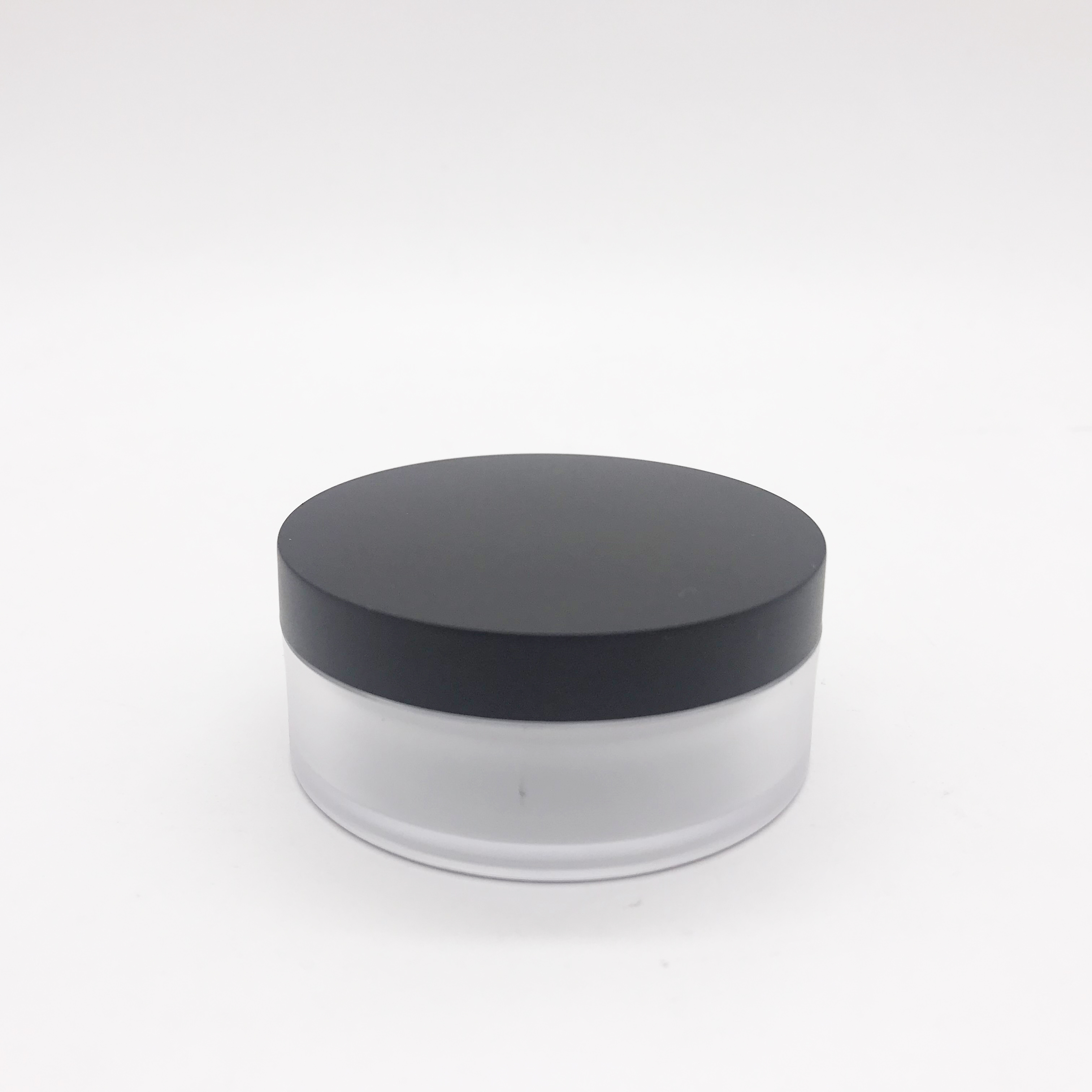 Free sample 10g matte black empty loose powder jar container with sifter