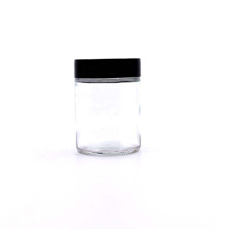 Free sample 110ml 230ml round kitchenware candle jar candles holder straight side glass jar with airtight black plastic lids