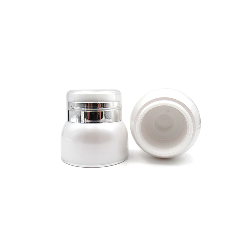 Free sample 15g 30g 50g 100g 120g acrylic white and silver cosmetic cream airless jar for skin care cream