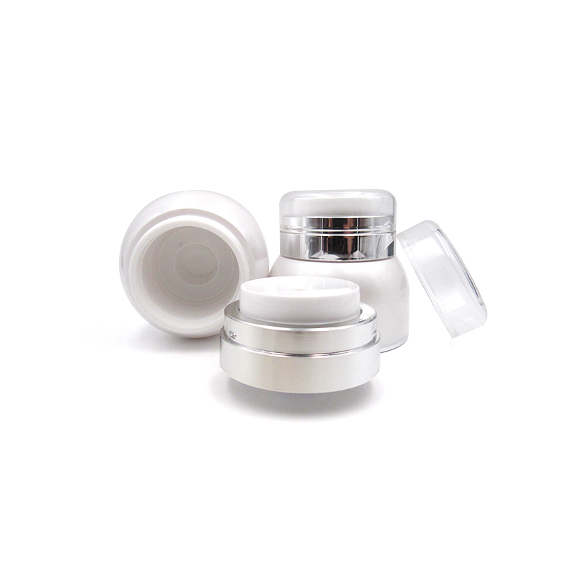 Free sample 15g 30g 50g 100g 120g acrylic white and silver cosmetic cream airless jar for skin care cream