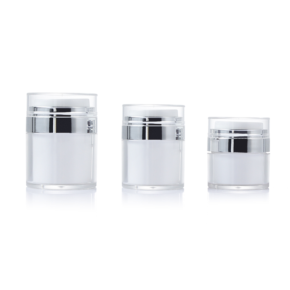 Free sample  15g 30g 50g acrylic white and silver cosmetic cream airless jar