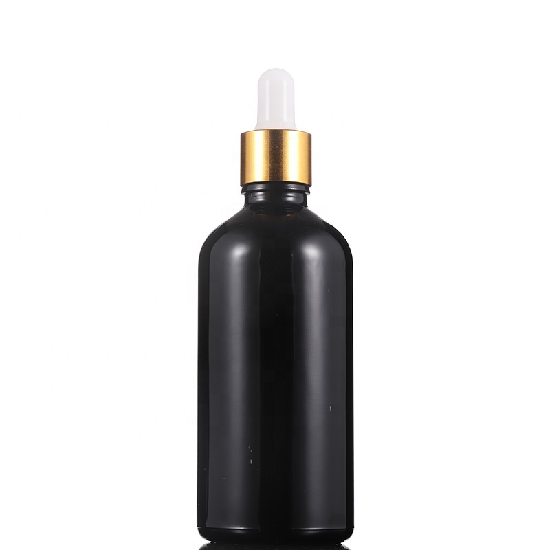 Free sample 15ml 20ml 30ml 50ml 100ml black glass dropper bottle essential oil bottle with aluminum cap