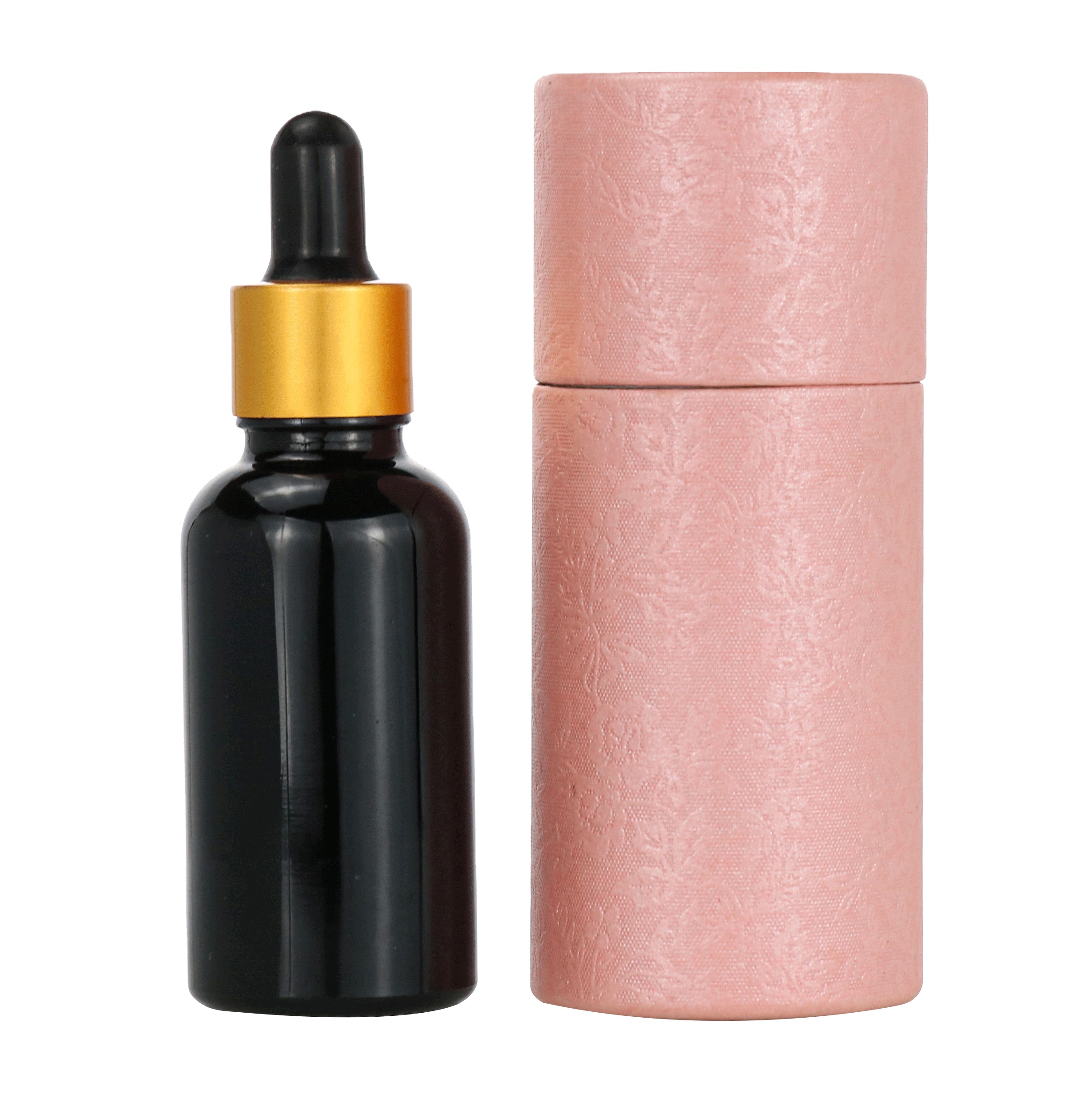 Free sample 15ml 30ml 50ml 100ml black recycled paper tube container for glass dropper bottle