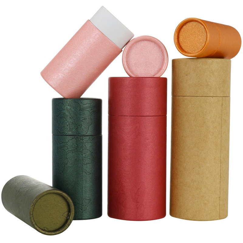 Free sample 15ml 30ml 50ml 100ml black recycled paper tube container for glass dropper bottle