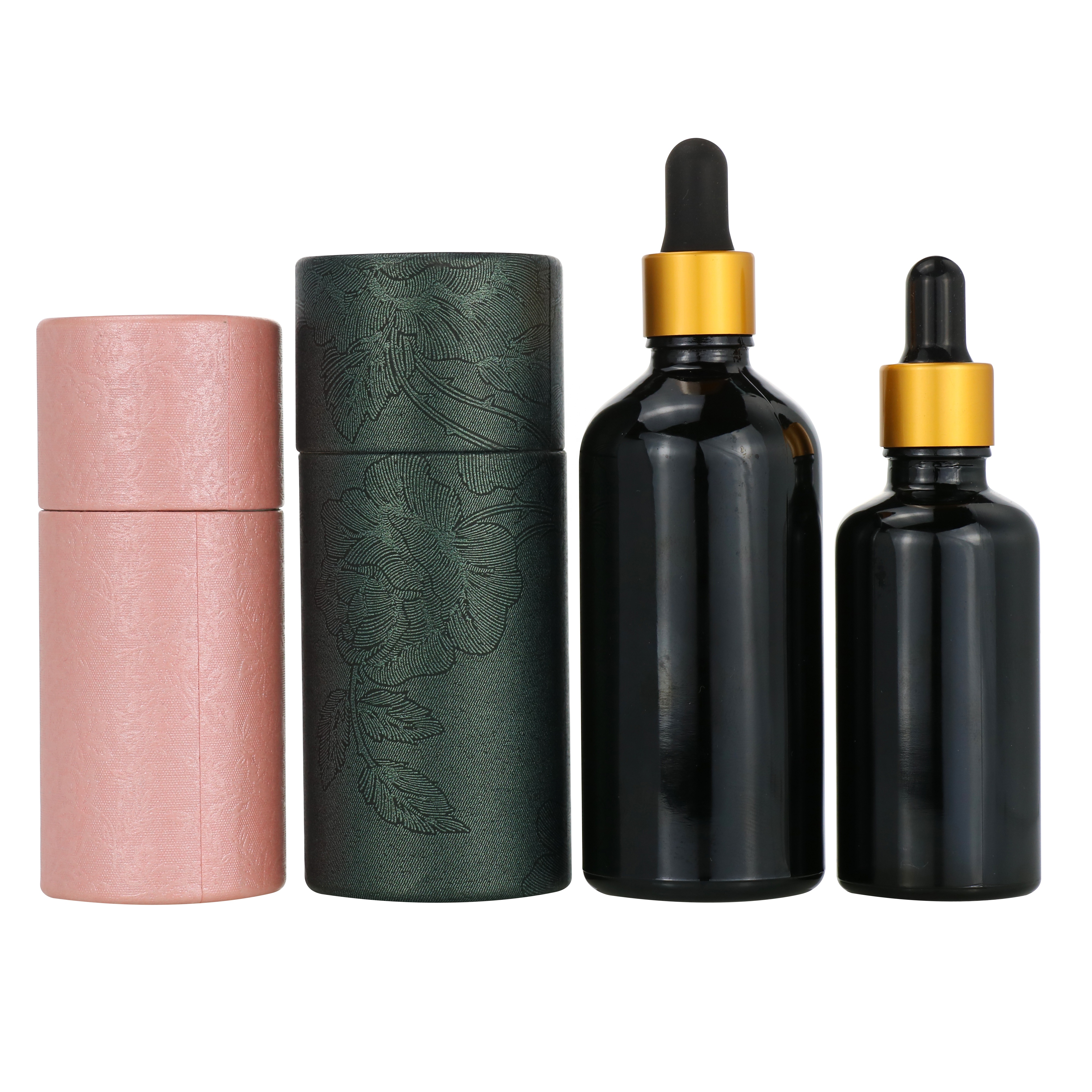 Free sample 15ml 30ml 50ml 100ml black recycled paper tube container for glass dropper bottle