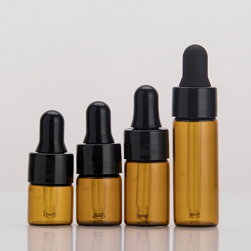 Free sample 1ml 2ml 3ml 5ml clear amber glass oil sample dropper bottle