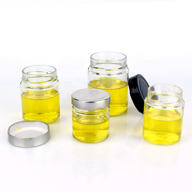 Free sample 200ml round glass honey jar with high tin lid 7oz