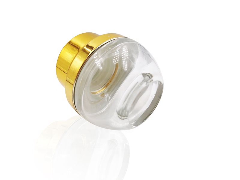 Free sample 20g 30g 50g cone clear glass cosmetic ointment container cream jar with aluminum screw cap