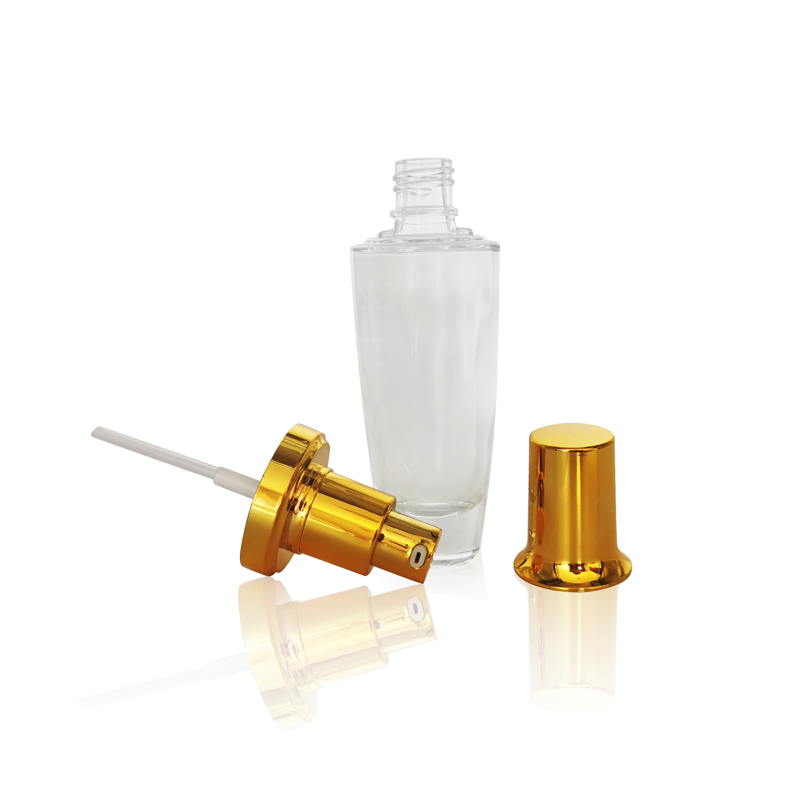 Free sample 20g 30g 50g cone clear glass cosmetic ointment container cream jar with aluminum screw cap