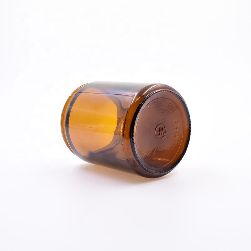 Free sample 250ml round amber custom frasco cosmetic jars sustainable wax cbd jar flower packaging glass jar with plastic lid