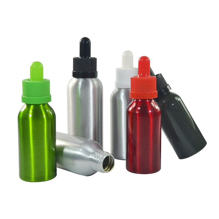 Free sample 30ml 60ml aluminum dropper bottle with childproof lid