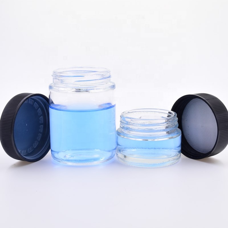 Free sample 3oz 4oz 150ml clear round cosmetic jar flower cbd hemp jars packaging candle glass jars with child resistant lid