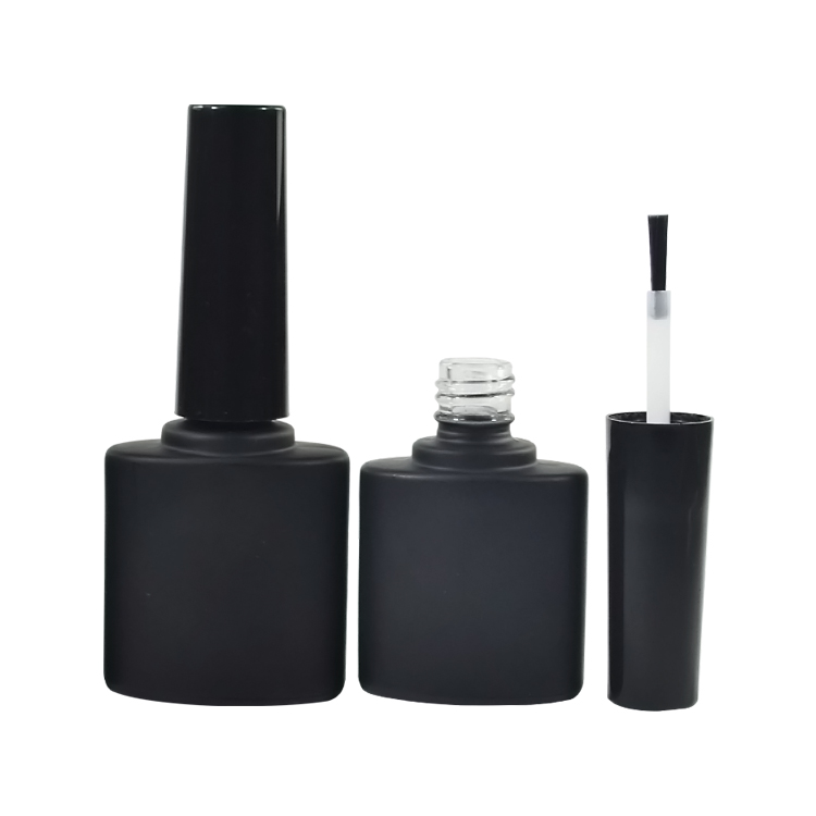 Free sample 5ml 7ml 9ml 10ml 11ml 13ml 14ml 17ml frosted matte black empty glass uv gel nail polish bottle with brush