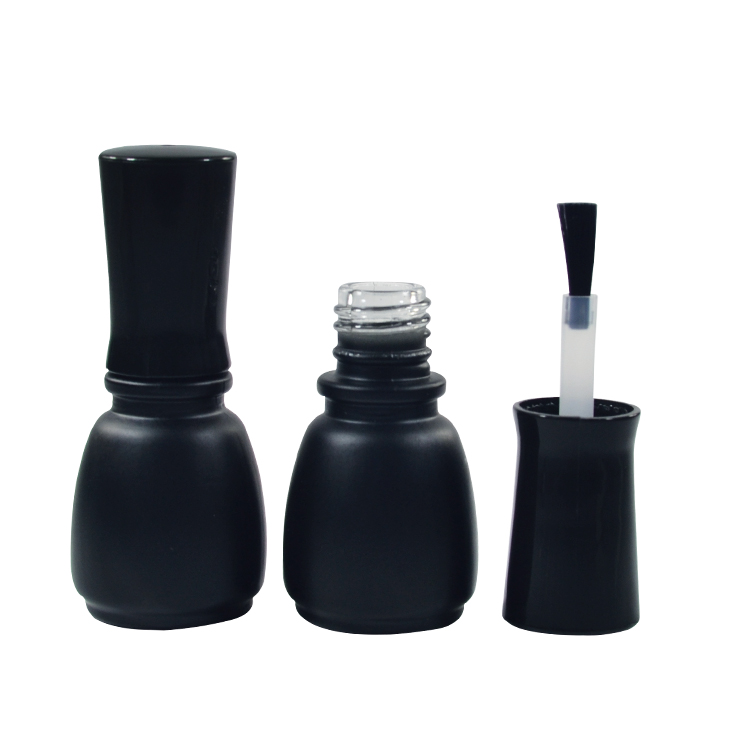 Free sample 5ml 7ml 9ml 10ml 11ml 13ml 14ml 17ml frosted matte black empty glass uv gel nail polish bottle with brush