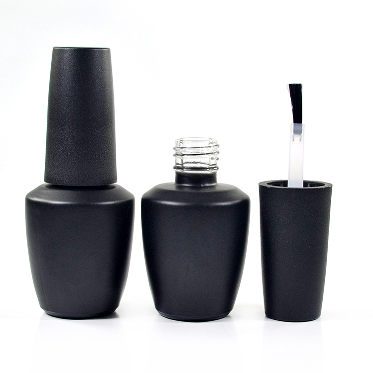 Free sample 5ml 7ml 9ml 10ml 11ml 13ml 14ml 17ml frosted matte black empty glass uv gel nail polish bottle with brush