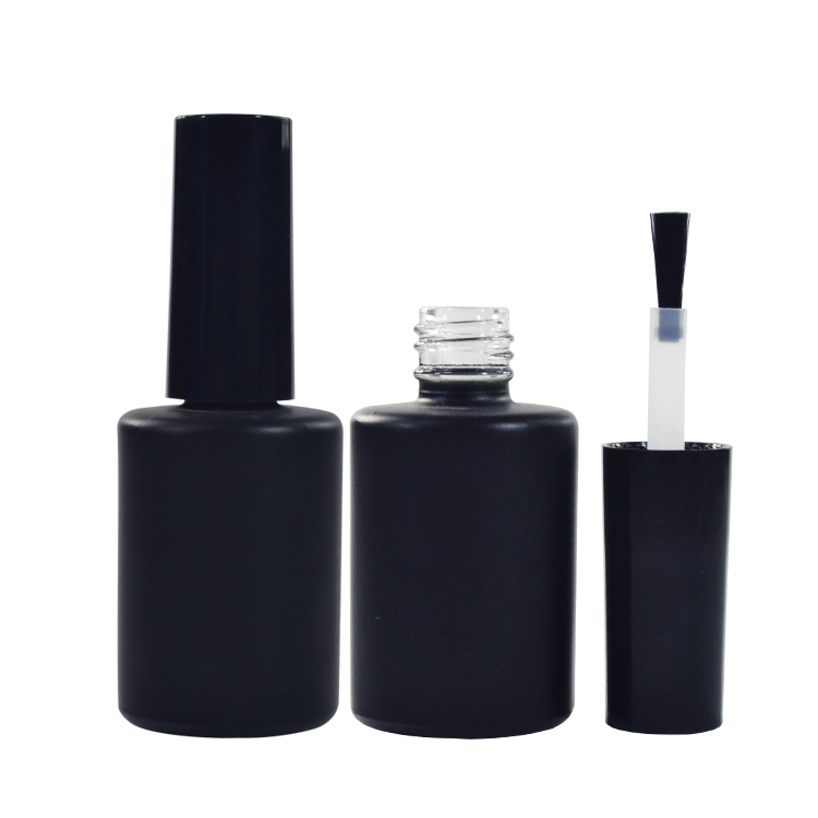 Free sample 5ml 7ml 9ml 10ml 11ml 13ml 14ml 17ml frosted matte black empty glass uv gel nail polish bottle with brush