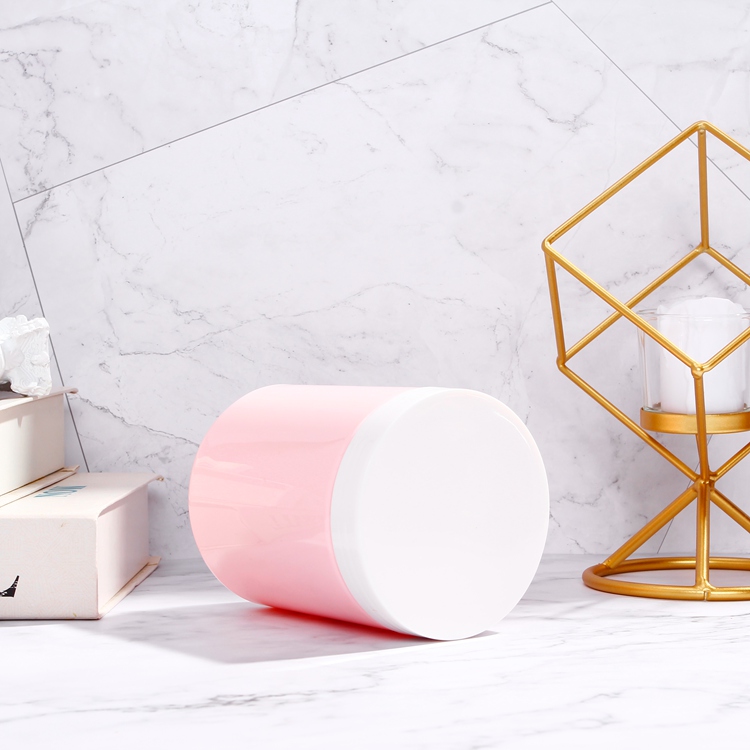 Free sample 600ml large pink plastic cosmetic empty cream jar with pink lid