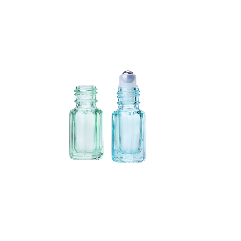 Free sample OEM cosmetic eye cream essential oil bottle metal roller mini travel container 3ml octagonal glass bottle