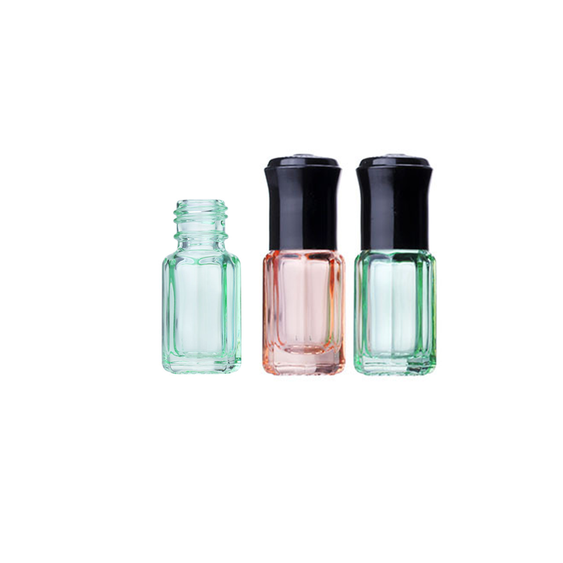 Free sample OEM cosmetic eye cream essential oil bottle metal roller mini travel container 3ml octagonal glass bottle